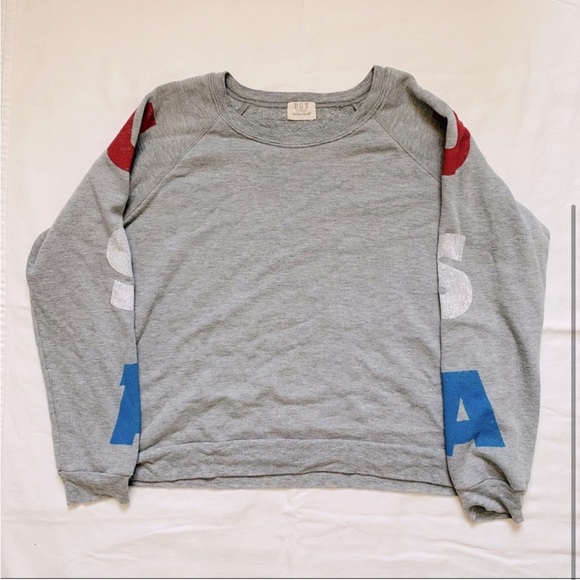 Gray Sweatshirt with USA Sleeve Accents - Picture 3 of 3